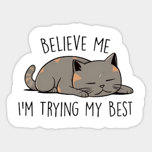 Believe me I'm trying my best Funny Quote Hilarious Sayings Humor Sticker